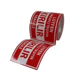 150 mm x 100 mm Dikkat Kırılır Baskılı Rulo Barkod Etiketi